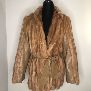 Women’s Honey Mink and Leather jacket.